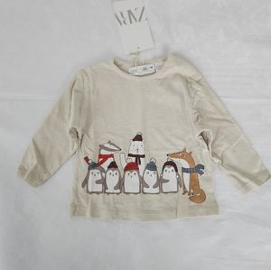 ✨️💕NWT ZARA baby long sleeve tee shirt 3-6 months animals ♥️